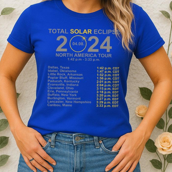 2024 Total Solar Eclipse April 8 Path Of The Eclipse  Womens T-Shirt