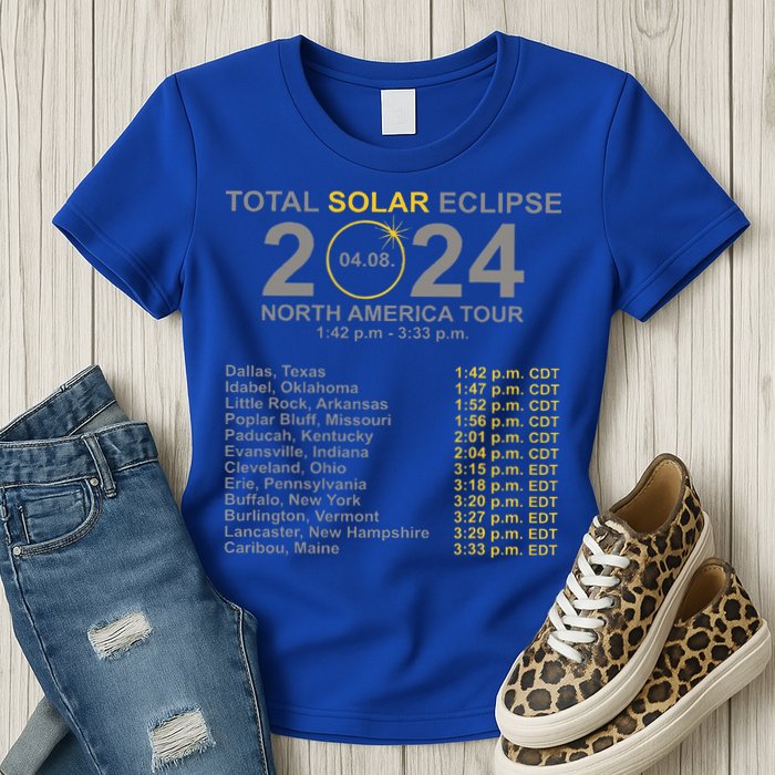 2024 Total Solar Eclipse April 8 Path Of The Eclipse  Womens T-Shirt