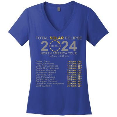 2024 Total Solar Eclipse April 8 Path Of The Eclipse  Women's V-Neck T-Shirt