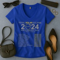 2024 Total Solar Eclipse April 8 Path Of The Eclipse  Women's V-Neck T-Shirt
