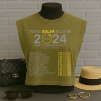 2024 Total Solar Eclipse April 8 Path Of The Eclipse  Garment-Dyed Women's Muscle Tee