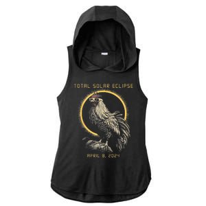 2024 Total Solar Eclipse April 8 Funny Rooster With Glasses Ladies PosiCharge Tri-Blend Wicking Draft Hoodie Tank