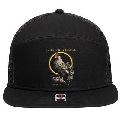 2024 Total Solar Eclipse April 8 Funny Rooster With Glasses 7 Panel Mesh Trucker Snapback Hat