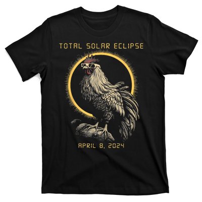 2024 Total Solar Eclipse April 8 Funny Rooster With Glasses T-Shirt