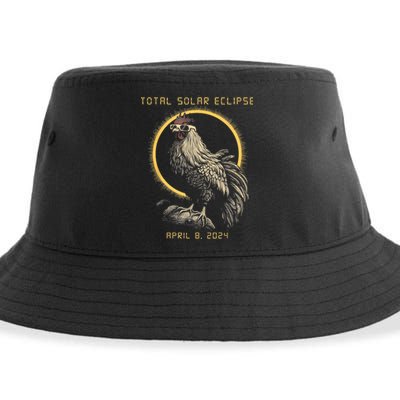 2024 Total Solar Eclipse April 8 Funny Rooster With Glasses Sustainable Bucket Hat