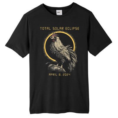 2024 Total Solar Eclipse April 8 Funny Rooster With Glasses Tall Fusion ChromaSoft Performance T-Shirt