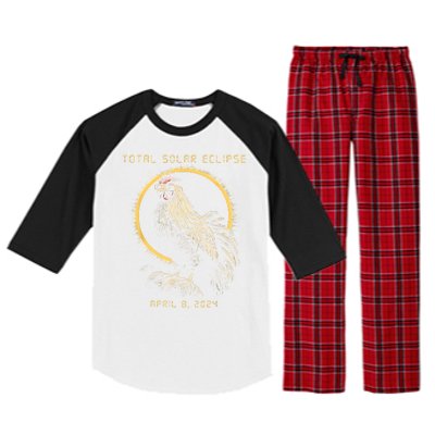 2024 Total Solar Eclipse April 8 Funny Rooster With Glasses Raglan Sleeve Pajama Set