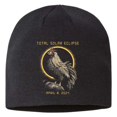 2024 Total Solar Eclipse April 8 Funny Rooster With Glasses Sustainable Beanie