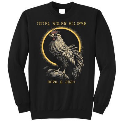 2024 Total Solar Eclipse April 8 Funny Rooster With Glasses Tall Sweatshirt