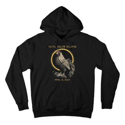 2024 Total Solar Eclipse April 8 Funny Rooster With Glasses Tall Hoodie