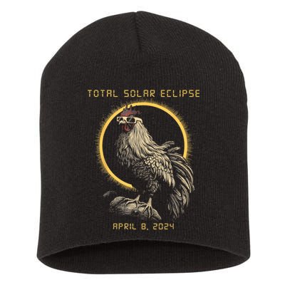 2024 Total Solar Eclipse April 8 Funny Rooster With Glasses Short Acrylic Beanie