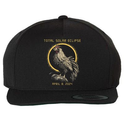 2024 Total Solar Eclipse April 8 Funny Rooster With Glasses Wool Snapback Cap