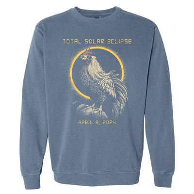 2024 Total Solar Eclipse April 8 Funny Rooster With Glasses Garment-Dyed Sweatshirt