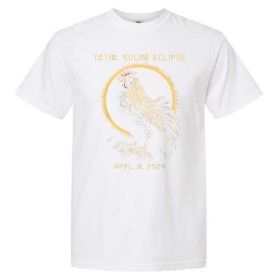 2024 Total Solar Eclipse April 8 Funny Rooster With Glasses Garment-Dyed Heavyweight T-Shirt