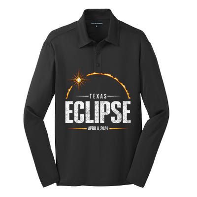 2024 Total Solar Eclipse Texas Total Eclipse 2024 Silk Touch Performance Long Sleeve Polo