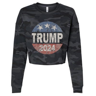 2024 Trump Save America Again USA Flag Cropped Pullover Crew