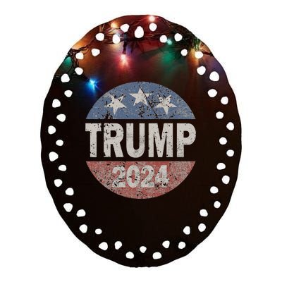 2024 Trump Save America Again USA Flag Ceramic Oval Ornament