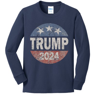 2024 Trump Save America Again USA Flag Kids Long Sleeve Shirt