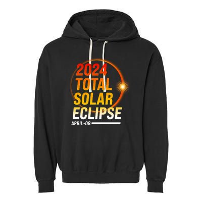 2024 Total Solar Eclipse April 08 2024 Garment-Dyed Fleece Hoodie