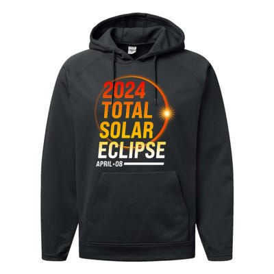 2024 Total Solar Eclipse April 08 2024 Performance Fleece Hoodie