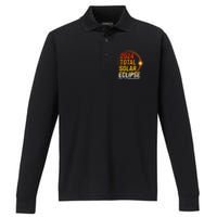 2024 Total Solar Eclipse April 08 2024 Performance Long Sleeve Polo