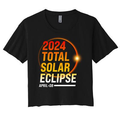 2024 Total Solar Eclipse April 08 2024 Women's Crop Top Tee