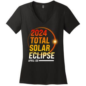 2024 Total Solar Eclipse April 08 2024 Women's V-Neck T-Shirt