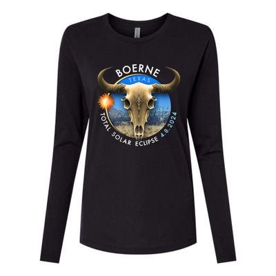 2024 Total Solar Eclipse Totality Boerne Texas 29 Womens Cotton Relaxed Long Sleeve T-Shirt