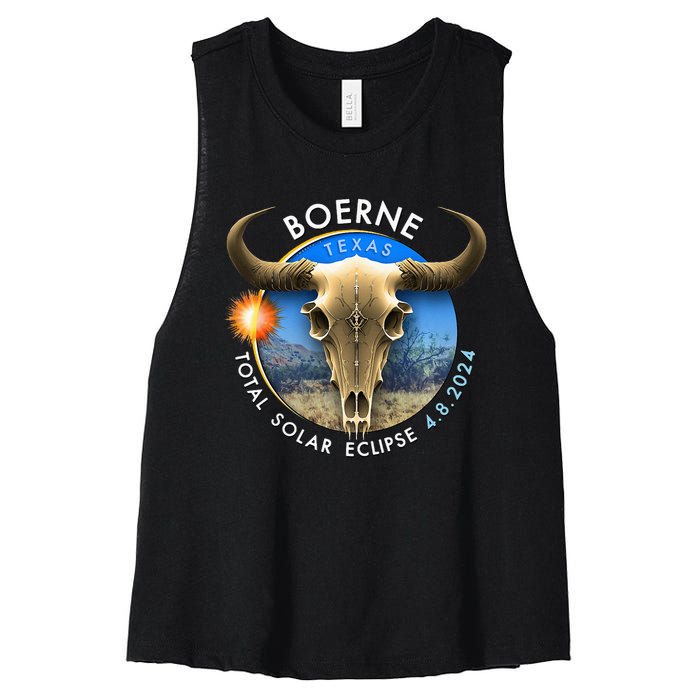 2024 Total Solar Eclipse Totality Boerne Texas 29 Women's Racerback Cropped Tank