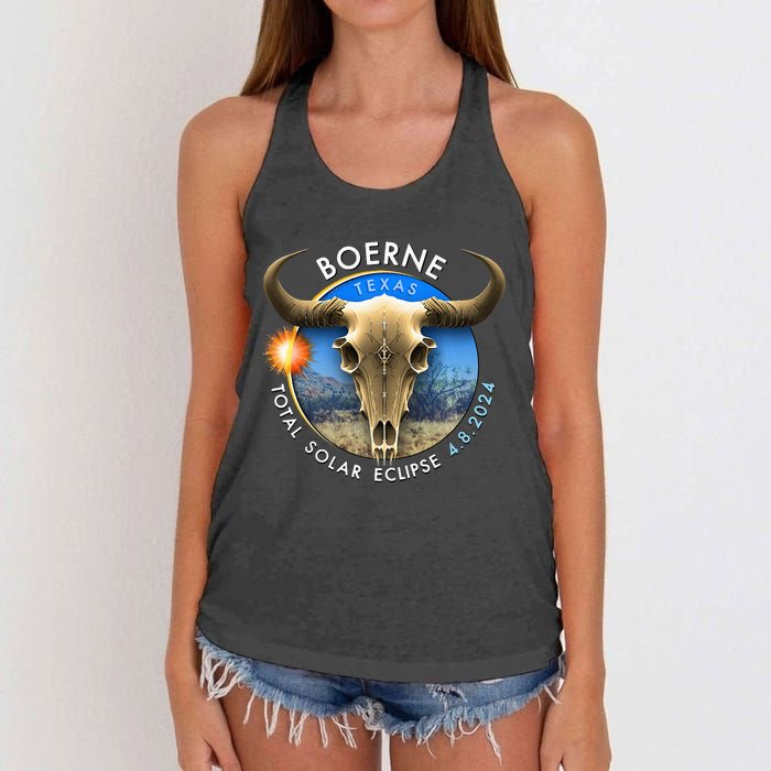 2024 Total Solar Eclipse Totality Boerne Texas 29 Women's Knotted Racerback Tank