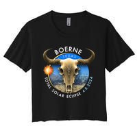 2024 Total Solar Eclipse Totality Boerne Texas 29 Women's Crop Top Tee