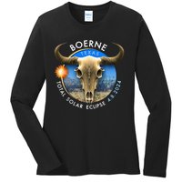 2024 Total Solar Eclipse Totality Boerne Texas 29 Ladies Long Sleeve Shirt