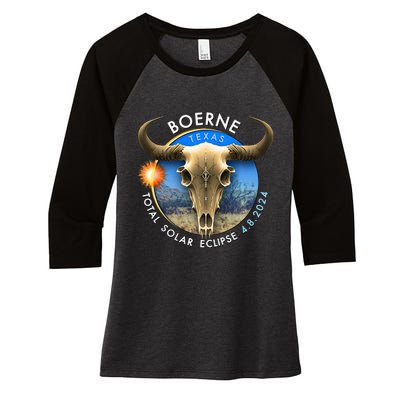 2024 Total Solar Eclipse Totality Boerne Texas 29 Women's Tri-Blend 3/4-Sleeve Raglan Shirt