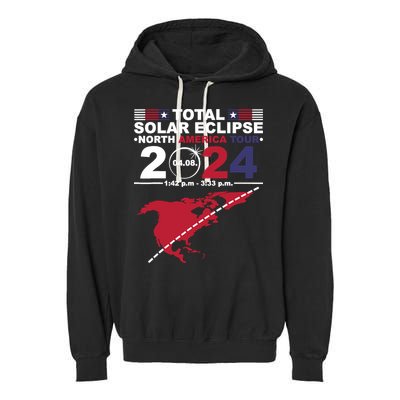 2024 Total Solar Eclipse April 8 Path Of The Eclipse Garment-Dyed Fleece Hoodie