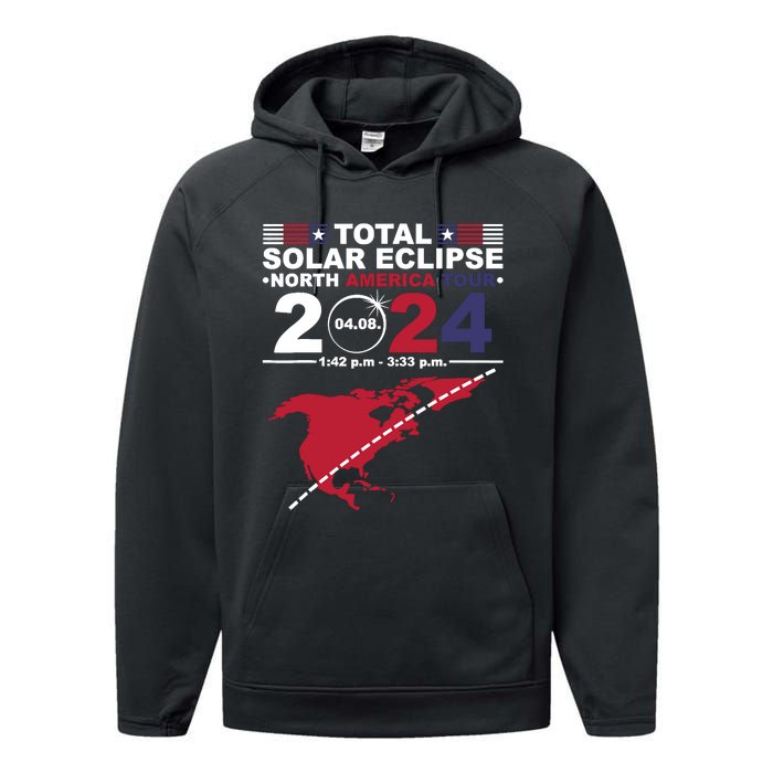 2024 Total Solar Eclipse April 8 Path Of The Eclipse Performance Fleece Hoodie