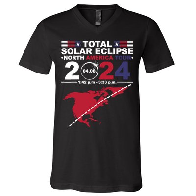 2024 Total Solar Eclipse April 8 Path Of The Eclipse V-Neck T-Shirt