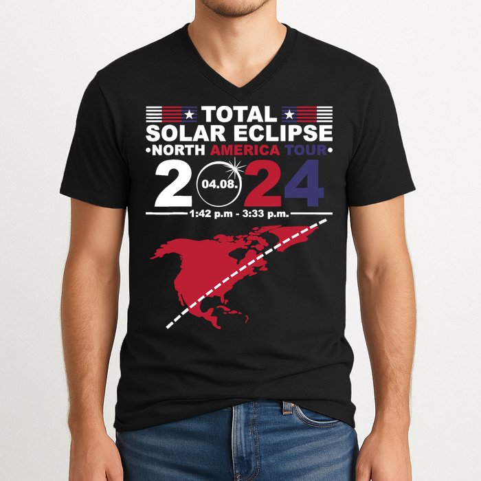 2024 Total Solar Eclipse April 8 Path Of The Eclipse V-Neck T-Shirt