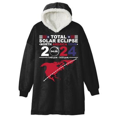 2024 Total Solar Eclipse April 8 Path Of The Eclipse Hooded Wearable Blanket
