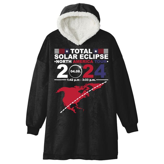 2024 Total Solar Eclipse April 8 Path Of The Eclipse Hooded Wearable Blanket
