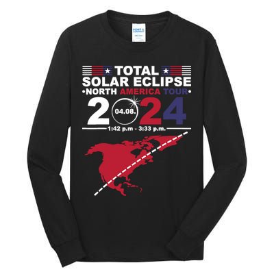 2024 Total Solar Eclipse April 8 Path Of The Eclipse Tall Long Sleeve T-Shirt