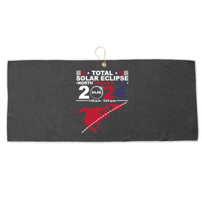 2024 Total Solar Eclipse April 8 Path Of The Eclipse Large Microfiber Waffle Golf Towel