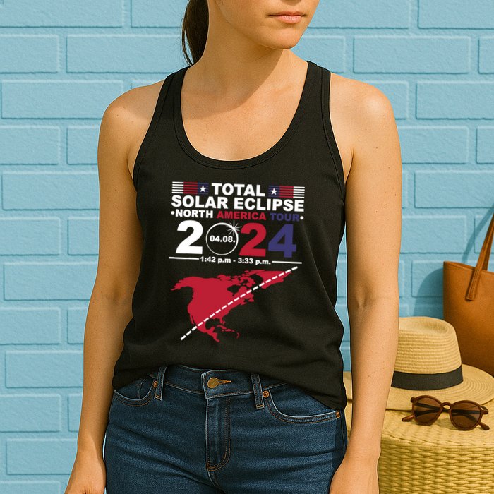 2024 Total Solar Eclipse April 8 Path Of The Eclipse Womens Tank Top