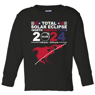 2024 Total Solar Eclipse April 8 Path Of The Eclipse Toddler Long Sleeve Shirt