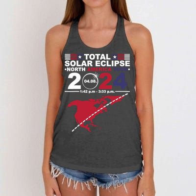 2024 Total Solar Eclipse April 8 Path Of The Eclipse Women's Knotted Racerback Tank