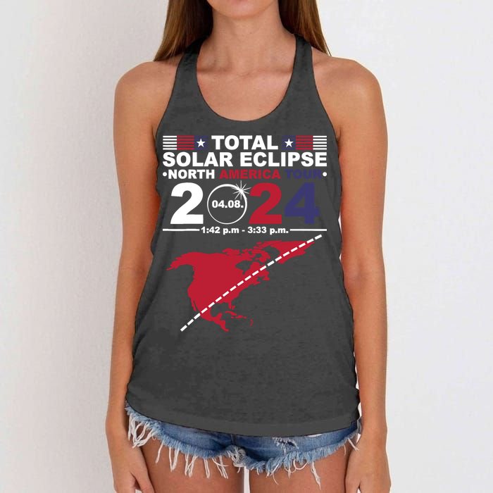 2024 Total Solar Eclipse April 8 Path Of The Eclipse Women's Knotted Racerback Tank