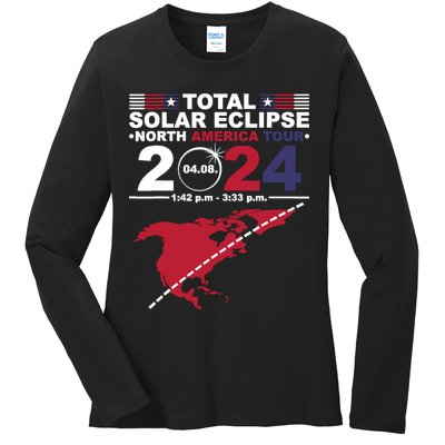 2024 Total Solar Eclipse April 8 Path Of The Eclipse Ladies Long Sleeve Shirt