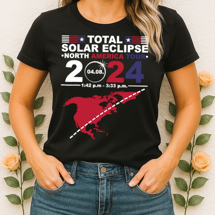 2024 Total Solar Eclipse April 8 Path Of The Eclipse Womens T-Shirt