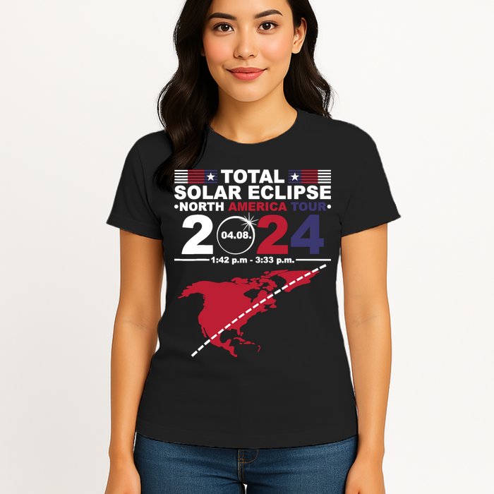 2024 Total Solar Eclipse April 8 Path Of The Eclipse Womens T-Shirt