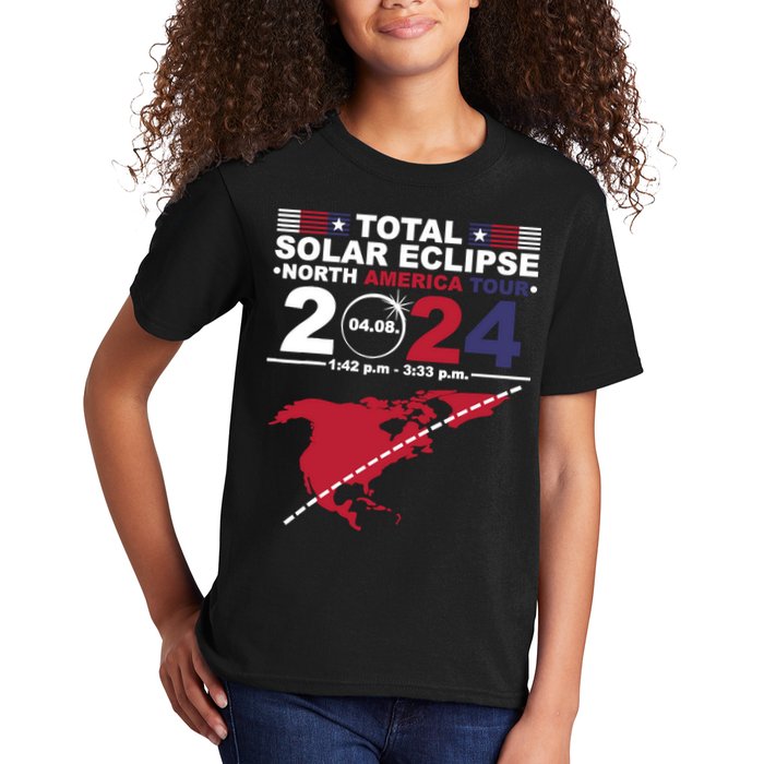2024 Total Solar Eclipse April 8 Path Of The Eclipse Kids T-Shirt