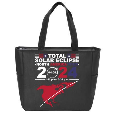 2024 Total Solar Eclipse April 8 Path Of The Eclipse Zip Tote Bag